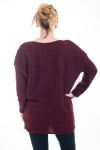 GRANDE TAILLE PULL TUNIQUE A BOUTONS 4591 BORDEAUX