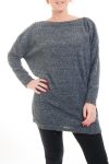 GRANDE TAILLE PULL TUNIQUE A BOUTONS 4591 BLEU