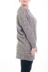 LARGE SIZE SWEATER TUNIC HAS BUTTONS 4591 BEIGE