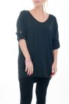 LARGE SIZE SWEATER TUNIC BACK TIE 4590 BLACK