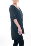 LARGE SIZE SWEATER TUNIC BACK TIE 4590 BLACK