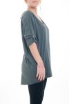 LARGE SIZE SWEATER TUNIC BACK TIE 4590 GREY