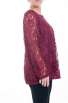 LARGE SIZE TUNIC TOP LACE 4595 BORDEAUX