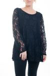 LARGE SIZE TUNIC TOP LACE 4595 BLACK