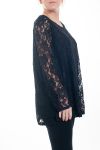 LARGE SIZE TUNIC TOP LACE 4595 BLACK