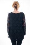 LARGE SIZE TUNIC TOP LACE 4595 BLACK