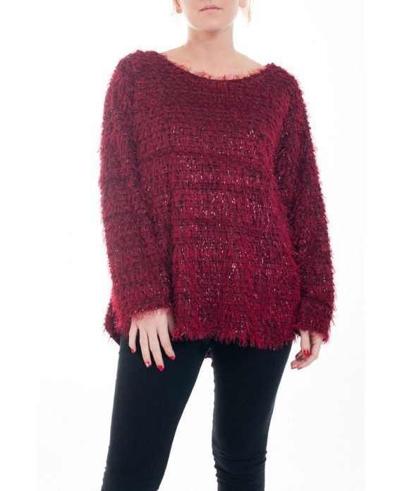 GRANDE TAILLE PULL LUREX 4594 BORDEAUX