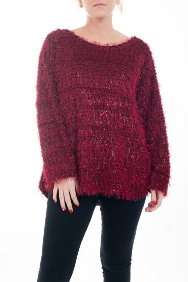 GRANDE TAILLE PULL LUREX 4594 BORDEAUX