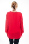 GRANDE TAILLE BLOUSE ENCOLURE FANTAISIE 4593 ROUGE