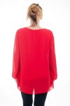 LARGE SIZE BLOUSE NECKLINE FANCY 4593 RED