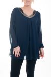 GROOT FORMAAT HALS BLOUSE FANCY 4593 NAVY