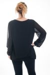 GRANDE TAILLE BLOUSE ENCOLURE FANTAISIE 4593 NOIR