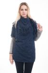 PULL BI-MATIERE + ECHARPE 4607 MARINE