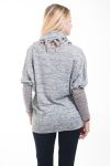 PULL BI-MATIERE + ECHARPE 4607 GRIS