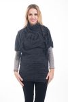 PULL BI-MATIERE + ECHARPE 4607 NOIR