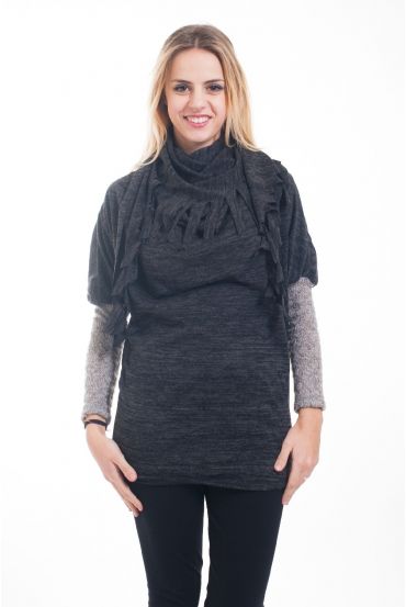 PULL BI-MATTER + SCARF 4607 BLACK