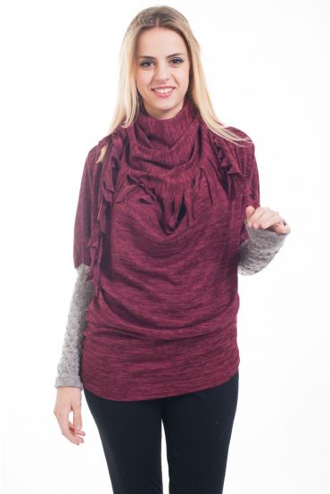 - PULL -, BI-BEREICH + SCHAL 4607 BORDEAUX