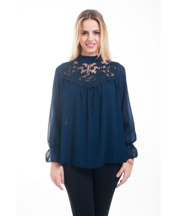 BLOUSE DENTELLE 4598 MARINE