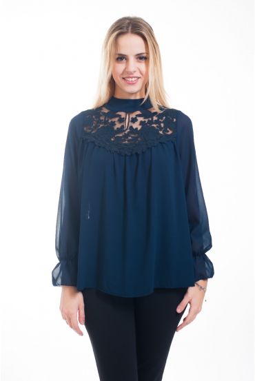 BLOUSE DENTELLE 4598 MARINE