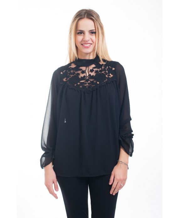 BLOUSE DENTELLE 4598 NOIR