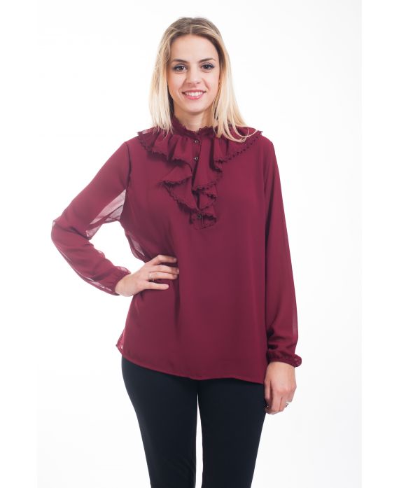 BLOUSE ENCOLURE FROUFROU 4597 BORDEAUX