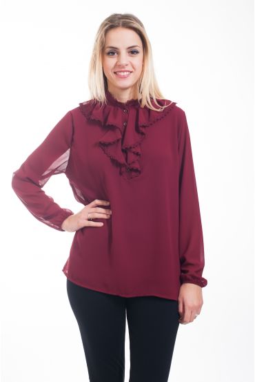 BLOUSE HEEFT EEN V-HALS RITSELEN 4597 BORDEAUX