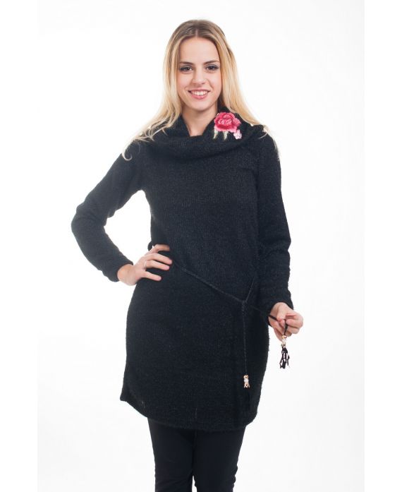 ROBE FLOCAGE FLEUR 4601 NOIR