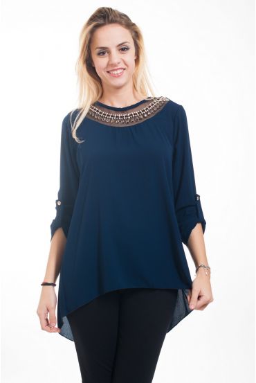 TUNIC NECKLINE FANCY 4602 NAVY