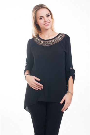 TUNIQUE ENCOLURE FANTAISIE 4602 NOIR