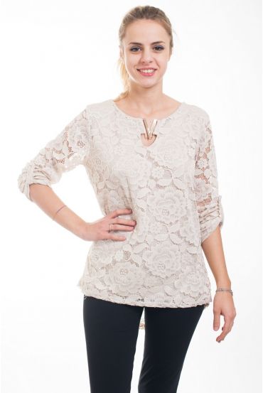 TUNIQUE DENTELLE 4606 BEIGE