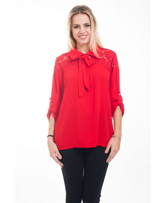 BLOUSE DENTELLE 4608 ROUGE