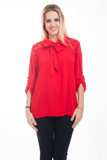 BLOUSE DENTELLE 4608 ROUGE