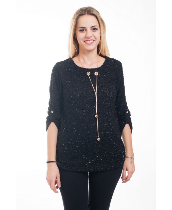 PULL EFFET BRILLANT BIJOU 4609 NOIR