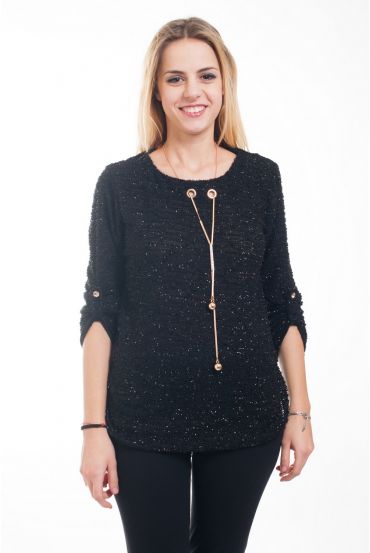 PULL EFFET BRILLANT BIJOU 4609 NOIR