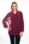 BLOUSE HEEFT EEN V-HALS HEEFT TIE 4610 BORDEAUX