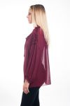 BLOUSE NECKLINE HAS TIE 4610 BORDEAUX