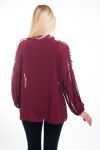 BLOUSE NECKLINE HAS TIE 4610 BORDEAUX