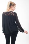 TUNIC RHINESTONE & LACE 4611 BLACK