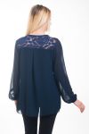 TUNIC RHINESTONE & LACE 4611 NAVY