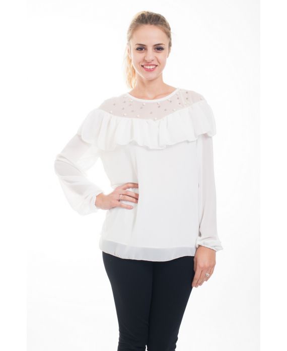 BLUSE SPITZE CLOUTEE 4613 WEIß