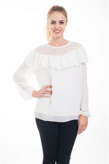 BLUSE SPITZE CLOUTEE 4613 WEIß