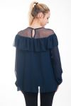 BLOUSE DENTELLE CLOUTEE 4613 MARINE