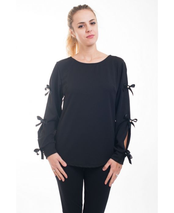 PULL MANCHES NŒUDS FANTAISIE 4614 NOIR