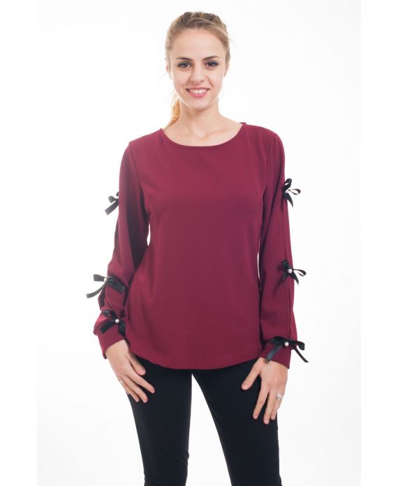 PULL MANCHES NŒUDS FANTAISIE 4614 BORDEAUX