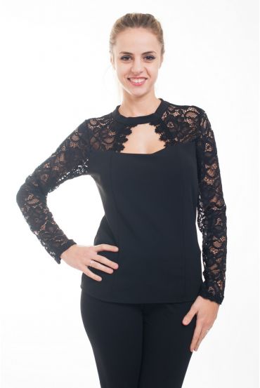 TOP VELADA DE ENCAJE 4615 NEGRO