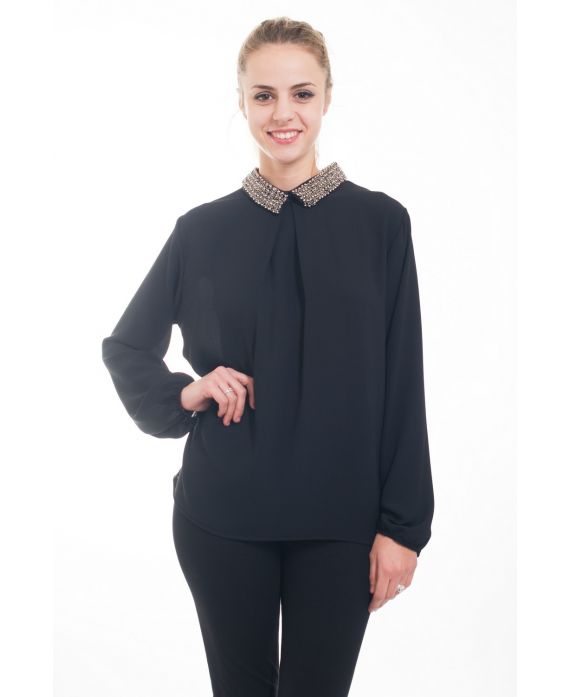 BLOUSE COL CLAUDINE 4617 BLACK