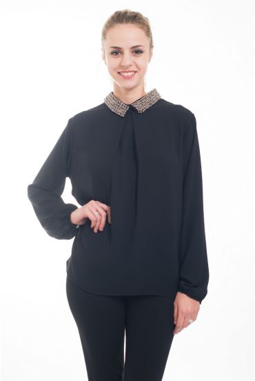 BLOUSE COL CLAUDINE 4617 BLACK