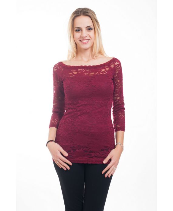 LACE TOP 4618 BORDEAUX