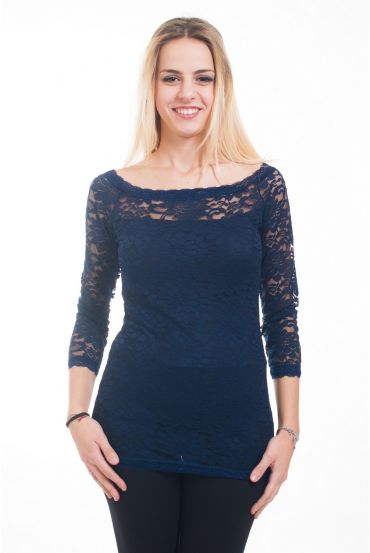 LACE TOP 4618 NAVY