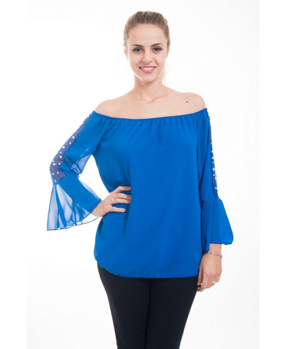 TUNIC SLEEVES BEADS 4619 ROYAL